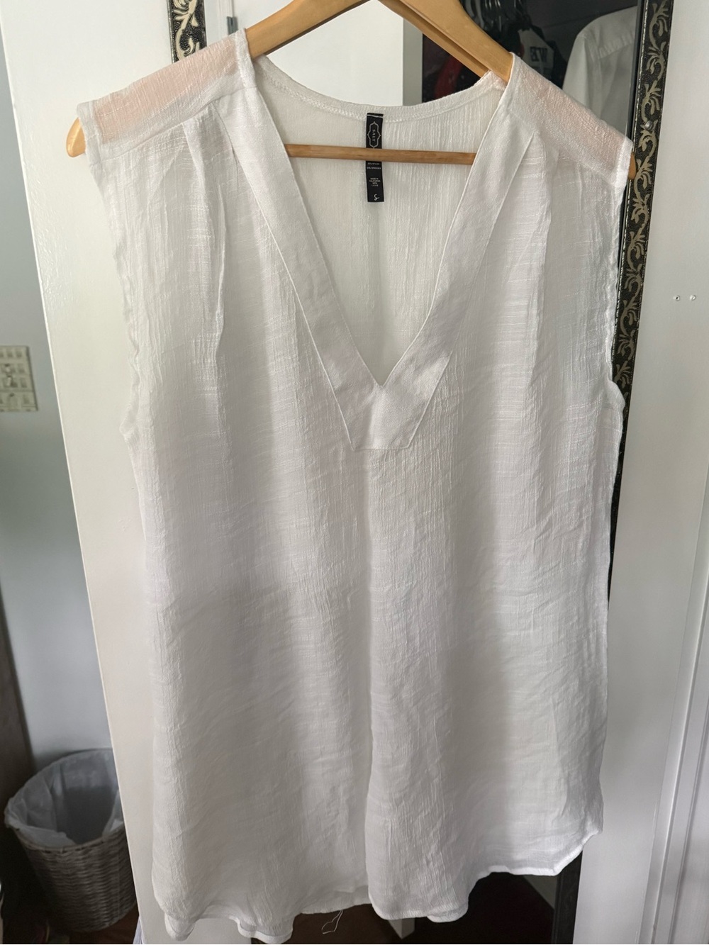 White V-Neck Sleeveless Top